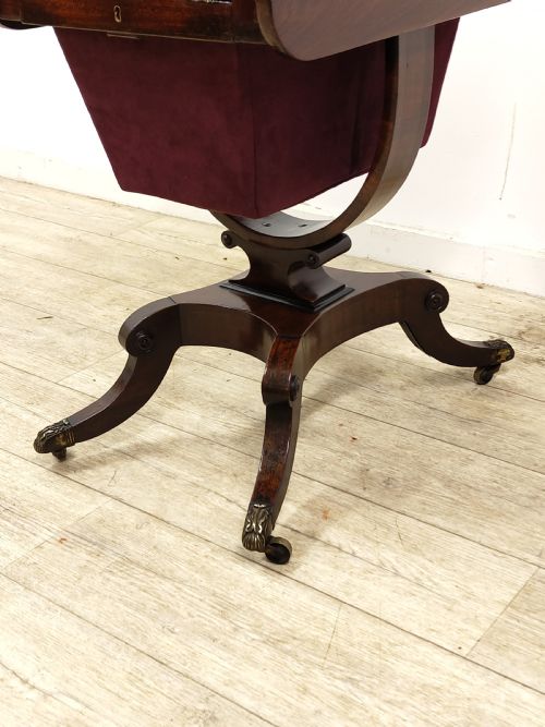 ANTIQUE REGENCY FLAME MAHOGANY SEWING WORK TABLE - ADDITIONAL PHOTO 15