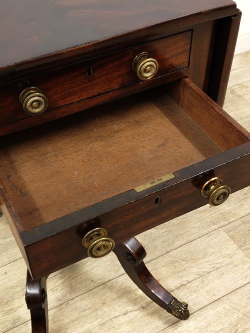 ANTIQUE REGENCY FLAME MAHOGANY SEWING WORK TABLE - ADDITIONAL PHOTO 17