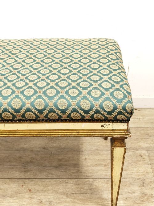ANTIQUE FRENCH EDWARDIAN POLYCHROME PAINTED GILT WINDOW SEAT BENCH - ADDITIONAL PHOTO 8