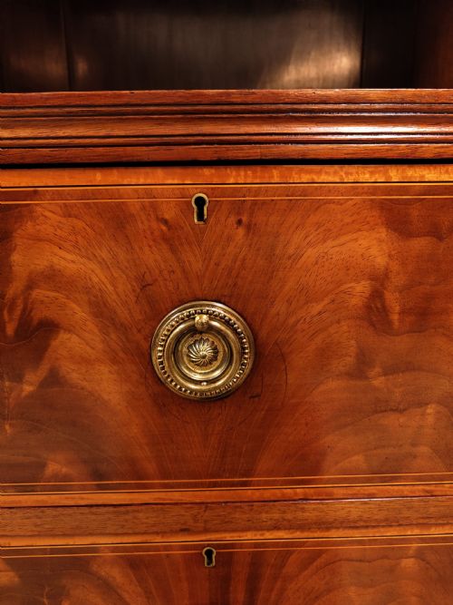 ANTIQUE EDWARDIAN BOOK MATCHED SATIN MAHOGANY DOUBLE WARDROBE COMPACTUM ARMOIRE - ADDITIONAL PHOTO 1