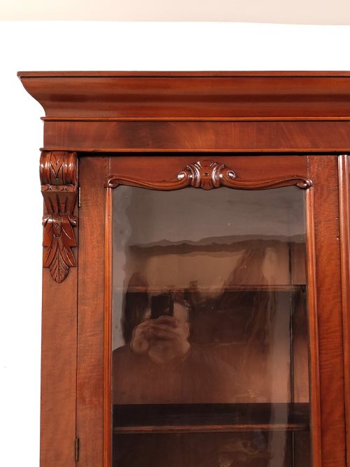 ANTIQUE VICTORIAN MAHOGANY GLAZED BOOKCASE ON CUPBOARD - ADDITIONAL PHOTO 1