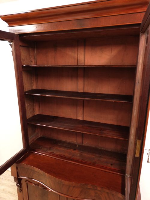 ANTIQUE VICTORIAN MAHOGANY GLAZED BOOKCASE ON CUPBOARD - ADDITIONAL PHOTO 4