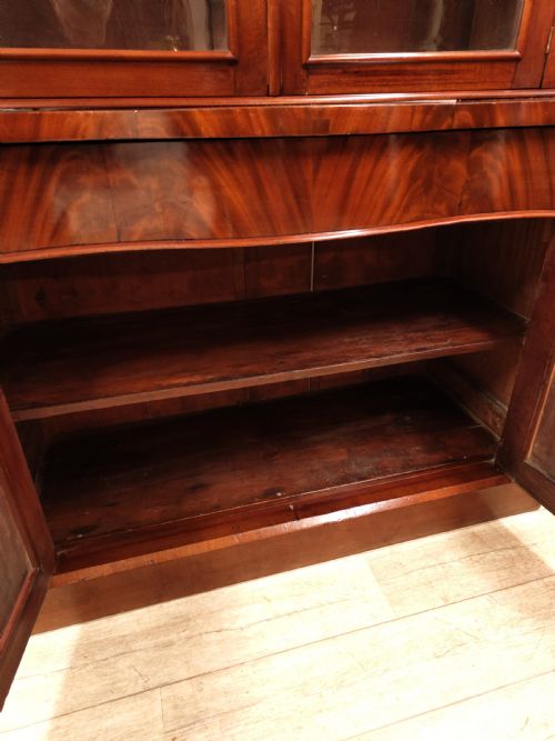 ANTIQUE VICTORIAN MAHOGANY GLAZED BOOKCASE ON CUPBOARD - ADDITIONAL PHOTO 7
