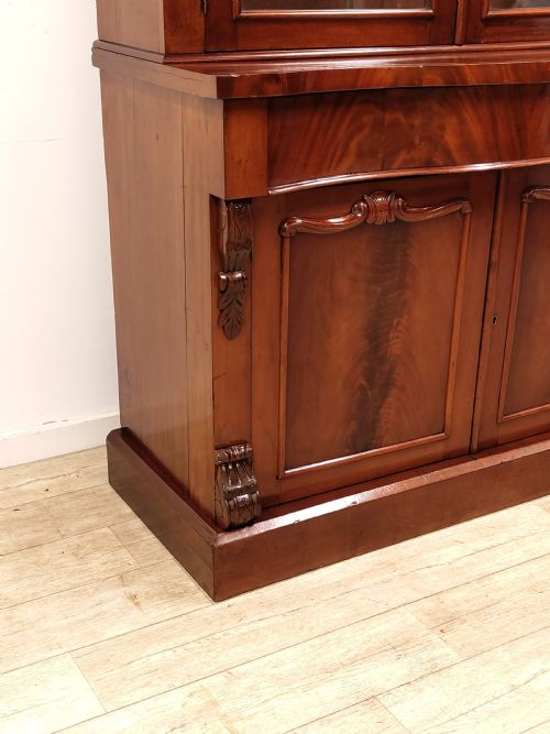 ANTIQUE VICTORIAN MAHOGANY GLAZED BOOKCASE ON CUPBOARD - ADDITIONAL PHOTO 11