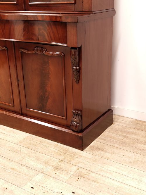 ANTIQUE VICTORIAN MAHOGANY GLAZED BOOKCASE ON CUPBOARD - ADDITIONAL PHOTO 12