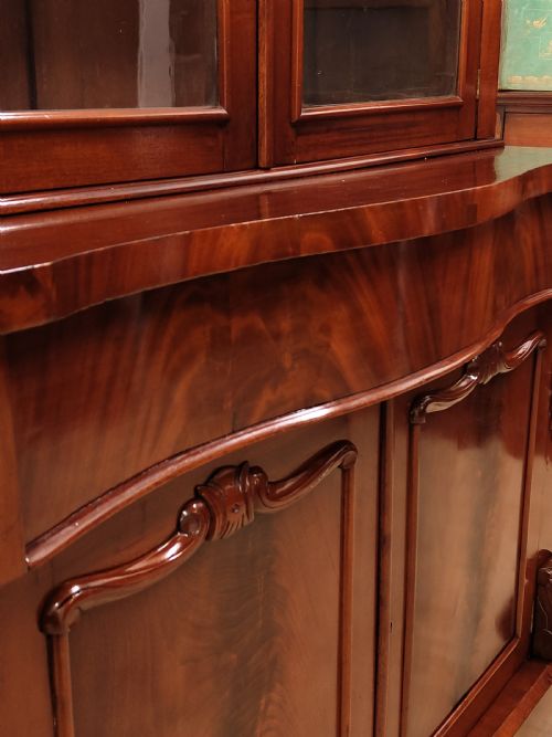 ANTIQUE VICTORIAN MAHOGANY GLAZED BOOKCASE ON CUPBOARD - ADDITIONAL PHOTO 13