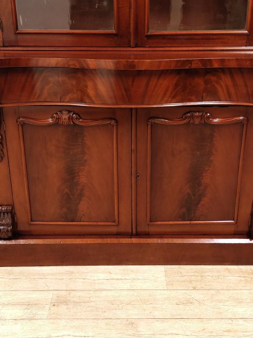 ANTIQUE VICTORIAN MAHOGANY GLAZED BOOKCASE ON CUPBOARD - ADDITIONAL PHOTO 15