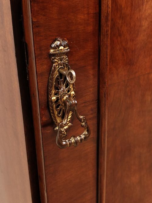 ANTIQUE VICTORIAN FIGURED WALNUT SINGLE HALL WARDROBE ARMOIRE - ADDITIONAL PHOTO 3