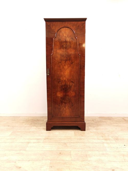 antique victorian figured walnut single hall wardrobe armoire - CATEGORY: ANTIQUE CUPBOARDS - DATED VICTORIAN