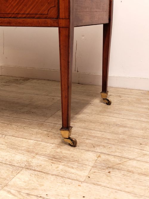 ANTIQUE EDWARDIAN SATINWOOD KNEEHOLE LEATHER TOP WRITING WORK OFFICE DESK - ADDITIONAL PHOTO 6