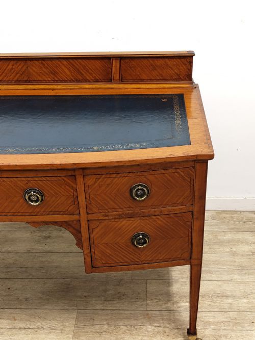 ANTIQUE EDWARDIAN SATINWOOD KNEEHOLE LEATHER TOP WRITING WORK OFFICE DESK - ADDITIONAL PHOTO 8