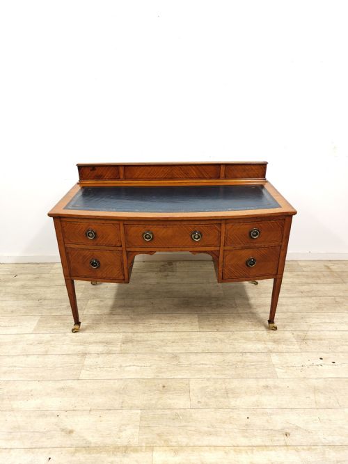 ANTIQUE EDWARDIAN SATINWOOD KNEEHOLE LEATHER TOP WRITING WORK OFFICE DESK - ADDITIONAL PHOTO 12