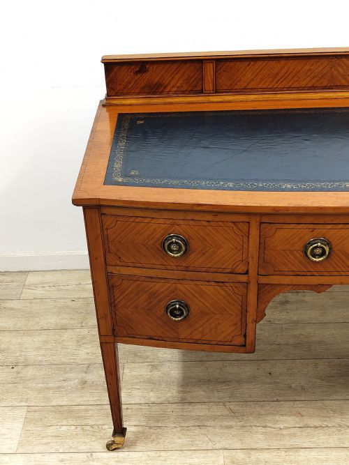 ANTIQUE EDWARDIAN SATINWOOD KNEEHOLE LEATHER TOP WRITING WORK OFFICE DESK - ADDITIONAL PHOTO 13