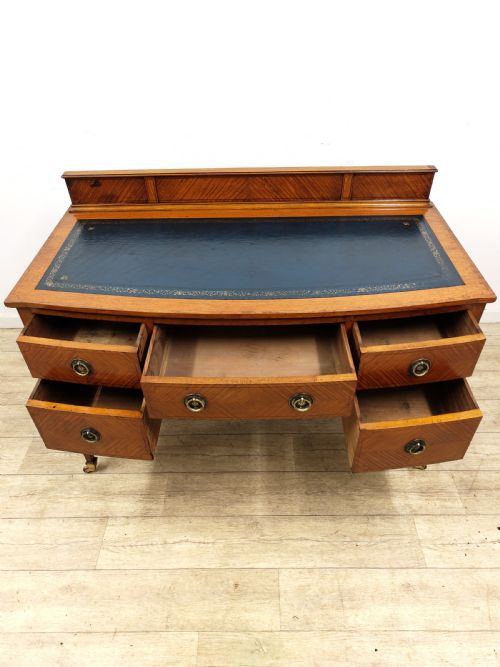 ANTIQUE EDWARDIAN SATINWOOD KNEEHOLE LEATHER TOP WRITING WORK OFFICE DESK - ADDITIONAL PHOTO 15