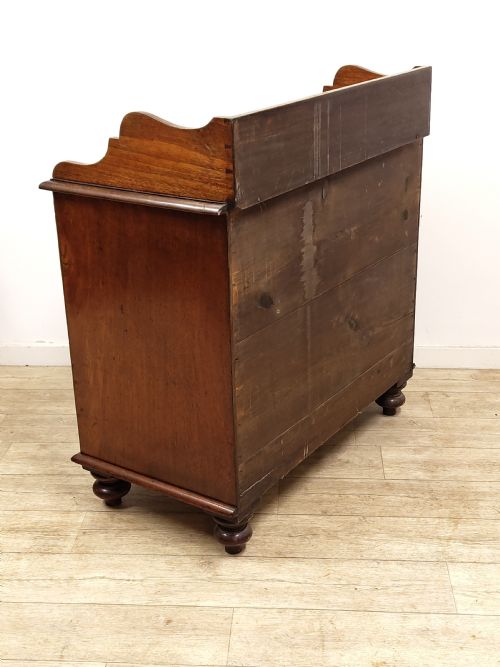 ANTIQUE VICTORIAN MAHOGANY GALLERY BACK CHEST OF DRAWERS - ADDITIONAL PHOTO 1
