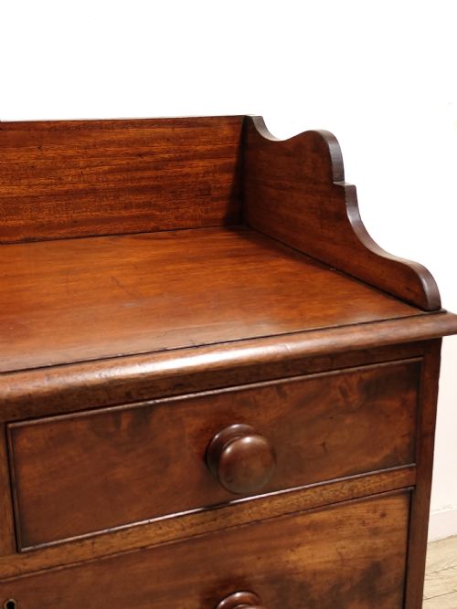 ANTIQUE VICTORIAN MAHOGANY GALLERY BACK CHEST OF DRAWERS - ADDITIONAL PHOTO 3