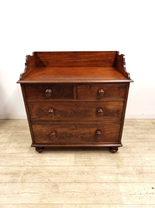 ANTIQUE VICTORIAN MAHOGANY GALLERY BACK CHEST OF DRAWERS - ADDITIONAL PHOTO 5