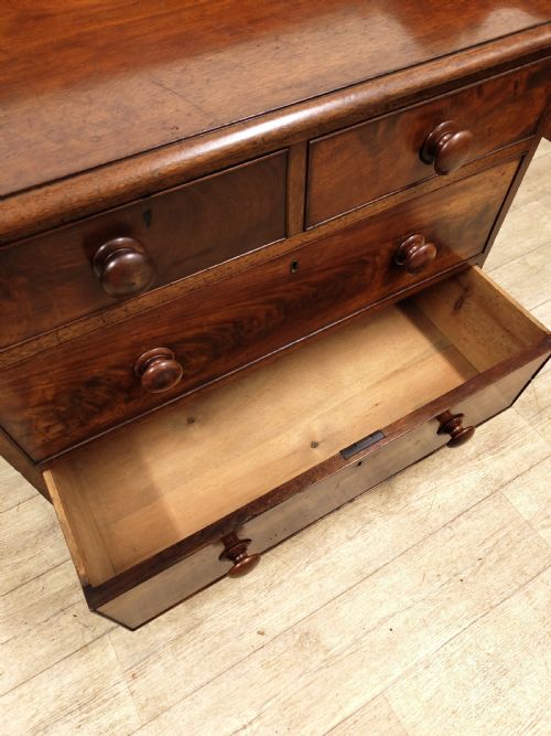 ANTIQUE VICTORIAN MAHOGANY GALLERY BACK CHEST OF DRAWERS - ADDITIONAL PHOTO 6