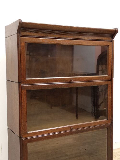 ANTIQUE EDWARDIAN GLAZED BARRISTERS 3 SECTIONAL STACKING BOOKCASE - ADDITIONAL PHOTO 3