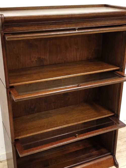 ANTIQUE EDWARDIAN GLAZED BARRISTERS 3 SECTIONAL STACKING BOOKCASE - ADDITIONAL PHOTO 5