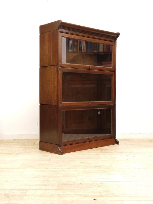 antique edwardian glazed barristers 3 sectional stacking bookcase - CATEGORY: ANTIQUE BOOKCASES - DATED EDWARDIAN