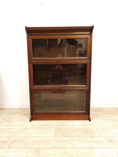 ANTIQUE EDWARDIAN GLAZED BARRISTERS 3 SECTIONAL STACKING BOOKCASE - ADDITIONAL PHOTO 11
