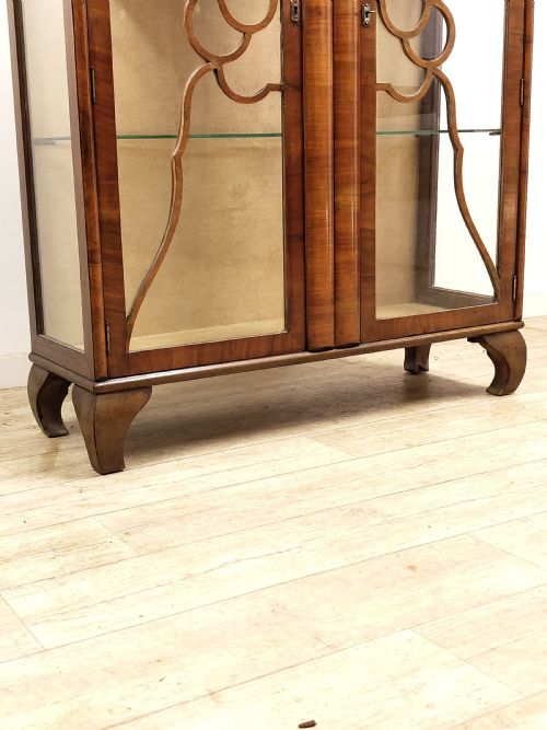 ANTIQUE ART DECO BURR WALNUT CABINET BOOKCASE - ADDITIONAL PHOTO 1
