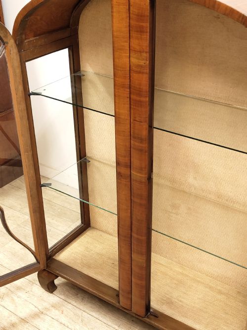 ANTIQUE ART DECO BURR WALNUT CABINET BOOKCASE - ADDITIONAL PHOTO 2