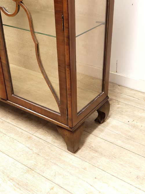 ANTIQUE ART DECO BURR WALNUT CABINET BOOKCASE - ADDITIONAL PHOTO 7