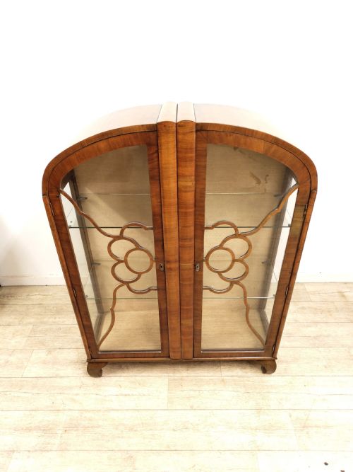 ANTIQUE ART DECO BURR WALNUT CABINET BOOKCASE - ADDITIONAL PHOTO 8