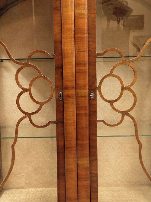 ANTIQUE ART DECO BURR WALNUT CABINET BOOKCASE - ADDITIONAL PHOTO 9
