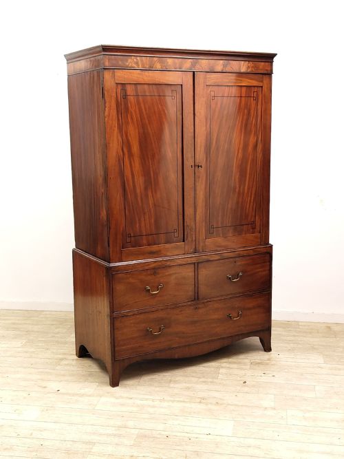 ANTIQUE GEORGIAN SOLID MAHOGANY LINEN PRESS WARDROBE COMPACTUM - ADDITIONAL PHOTO 1