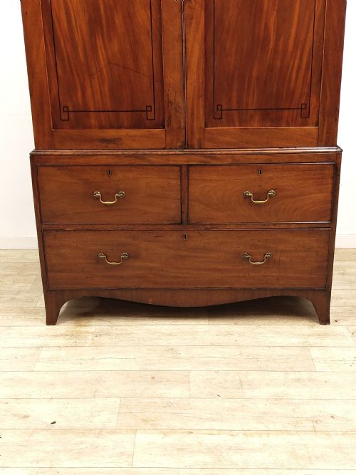 ANTIQUE GEORGIAN SOLID MAHOGANY LINEN PRESS WARDROBE COMPACTUM - ADDITIONAL PHOTO 4
