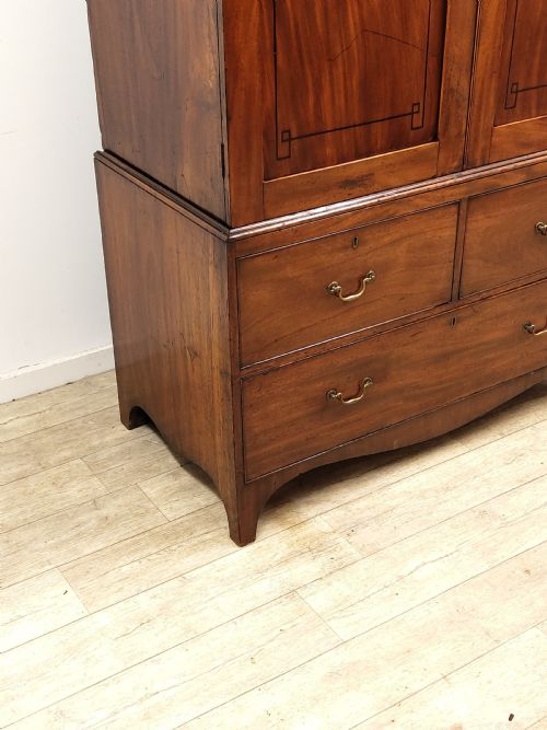 ANTIQUE GEORGIAN SOLID MAHOGANY LINEN PRESS WARDROBE COMPACTUM - ADDITIONAL PHOTO 5
