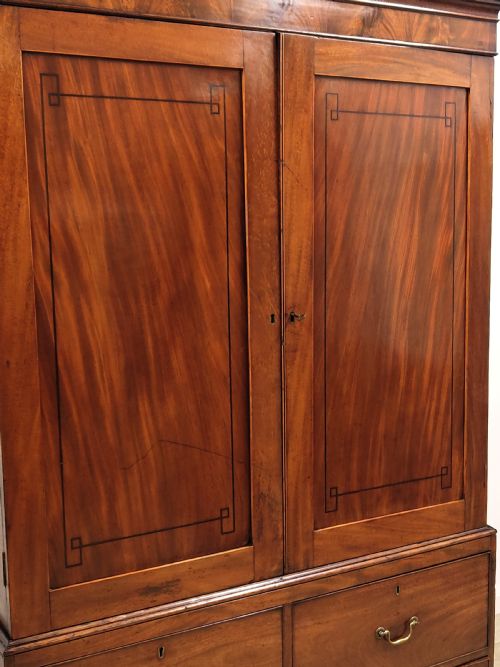ANTIQUE GEORGIAN SOLID MAHOGANY LINEN PRESS WARDROBE COMPACTUM - ADDITIONAL PHOTO 7