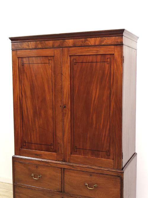 ANTIQUE GEORGIAN SOLID MAHOGANY LINEN PRESS WARDROBE COMPACTUM - ADDITIONAL PHOTO 9