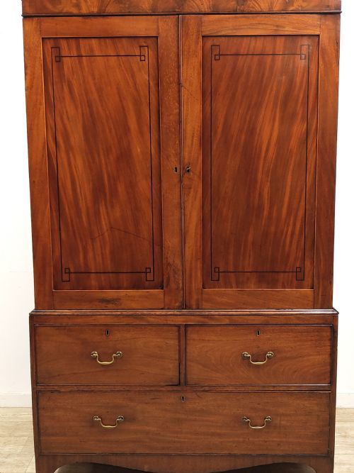 ANTIQUE GEORGIAN SOLID MAHOGANY LINEN PRESS WARDROBE COMPACTUM - ADDITIONAL PHOTO 10
