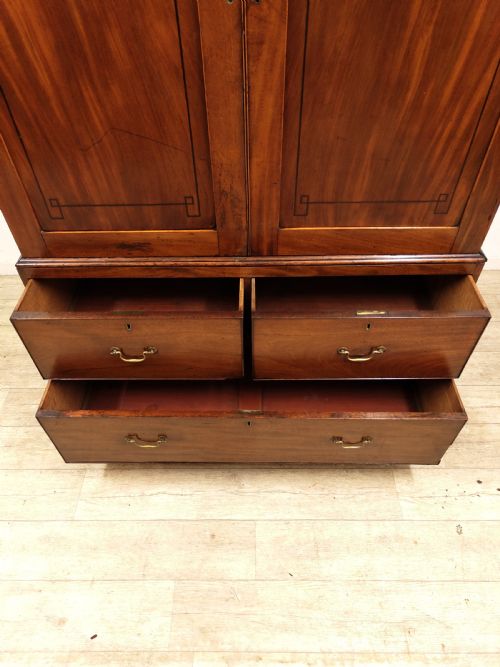 ANTIQUE GEORGIAN SOLID MAHOGANY LINEN PRESS WARDROBE COMPACTUM - ADDITIONAL PHOTO 11