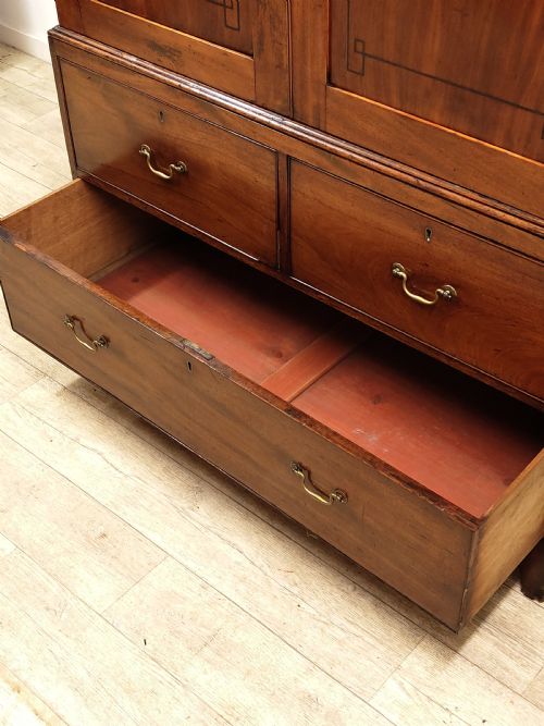 ANTIQUE GEORGIAN SOLID MAHOGANY LINEN PRESS WARDROBE COMPACTUM - ADDITIONAL PHOTO 12