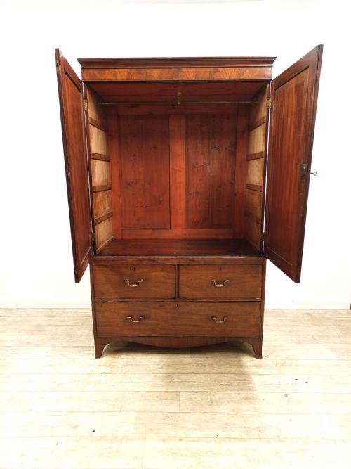 ANTIQUE GEORGIAN SOLID MAHOGANY LINEN PRESS WARDROBE COMPACTUM - ADDITIONAL PHOTO 15