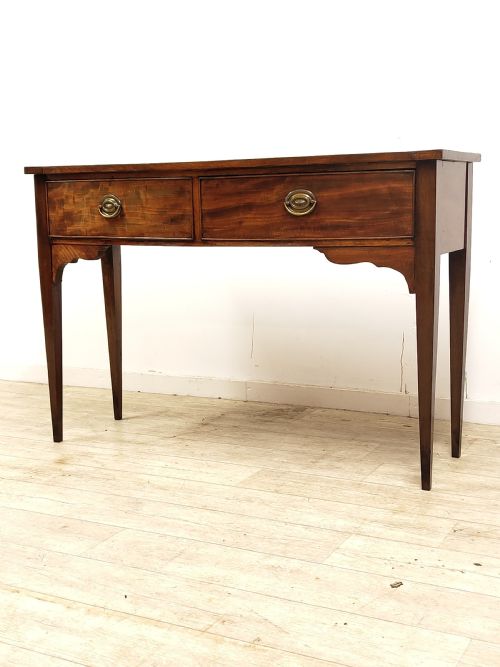ANTIQUE 19TH CENTURY MAHOGANY BOW FRONT HALL SIDE CONSOLE TABLE - ADDITIONAL PHOTO 1