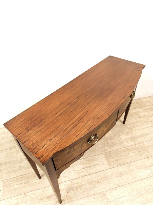 ANTIQUE 19TH CENTURY MAHOGANY BOW FRONT HALL SIDE CONSOLE TABLE - ADDITIONAL PHOTO 9