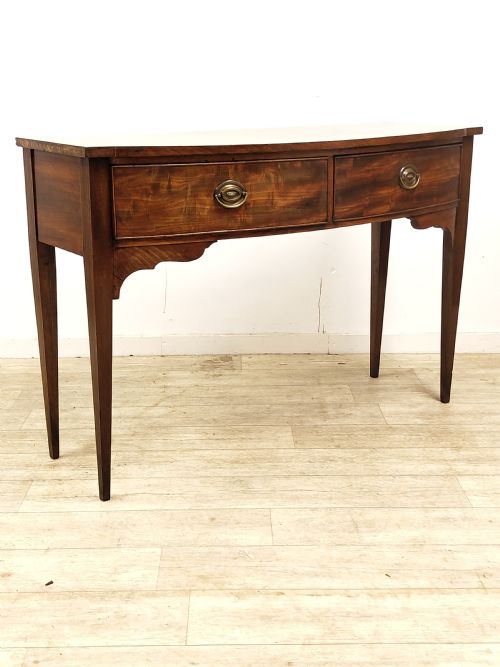 ANTIQUE 19TH CENTURY MAHOGANY BOW FRONT HALL SIDE CONSOLE TABLE - ADDITIONAL PHOTO 14
