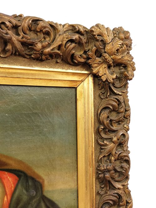 LARGE ANTIQUE 18TH CENTURY RELIGIOUS ITALIAN OLD MASTER OIL PAINTING ROCOCO FRAME ON CANVAS AFTER LAVINIA FONTANA - ADDITIONAL PHOTO 2