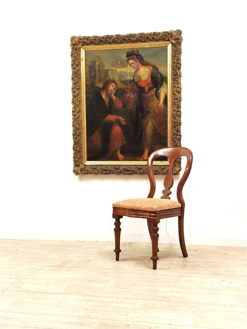 LARGE ANTIQUE 18TH CENTURY RELIGIOUS ITALIAN OLD MASTER OIL PAINTING ROCOCO FRAME ON CANVAS AFTER LAVINIA FONTANA - ADDITIONAL PHOTO 3