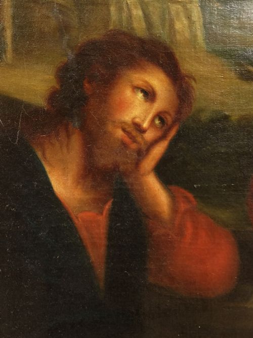 LARGE ANTIQUE 18TH CENTURY RELIGIOUS ITALIAN OLD MASTER OIL PAINTING ROCOCO FRAME ON CANVAS AFTER LAVINIA FONTANA - ADDITIONAL PHOTO 5