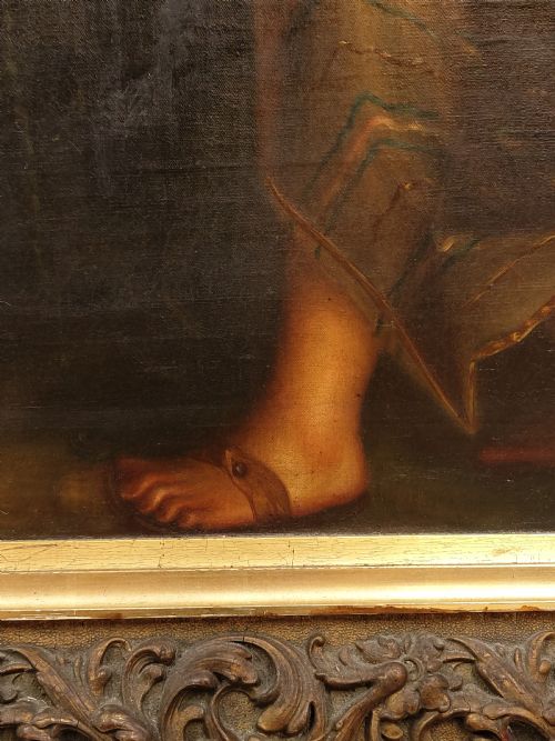 LARGE ANTIQUE 18TH CENTURY RELIGIOUS ITALIAN OLD MASTER OIL PAINTING ROCOCO FRAME ON CANVAS AFTER LAVINIA FONTANA - ADDITIONAL PHOTO 7
