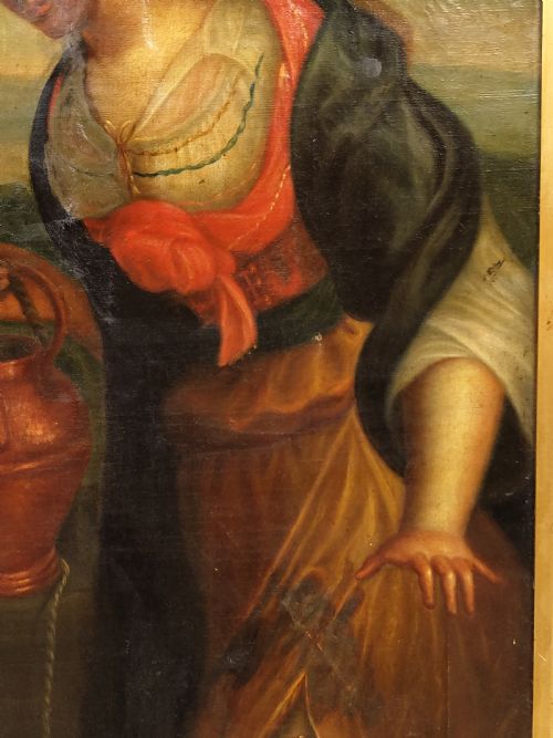 LARGE ANTIQUE 18TH CENTURY RELIGIOUS ITALIAN OLD MASTER OIL PAINTING ROCOCO FRAME ON CANVAS AFTER LAVINIA FONTANA - ADDITIONAL PHOTO 11