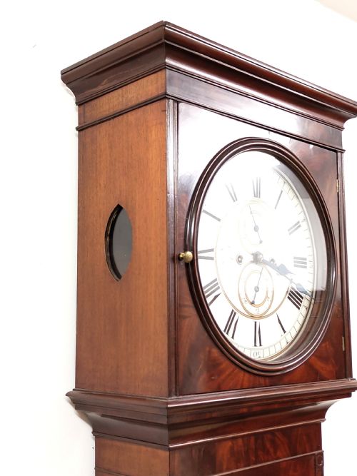 ANTIQUE REGENCY MAHOGANY 8 DAY LONG CASE GRANDFATHER CLOCK BY JOHN TODD OF GLASGOW - ADDITIONAL PHOTO 5