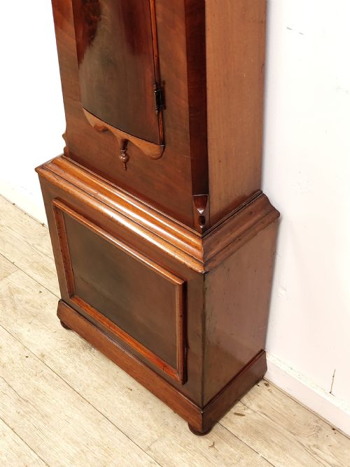 ANTIQUE WILLIAM IV SATIN MAHOGANY 8 DAY DRUM HEAD LONGCASE GRANDFATHER CLOCK BY W TAYLOR OF GLASGOW - ADDITIONAL PHOTO 6